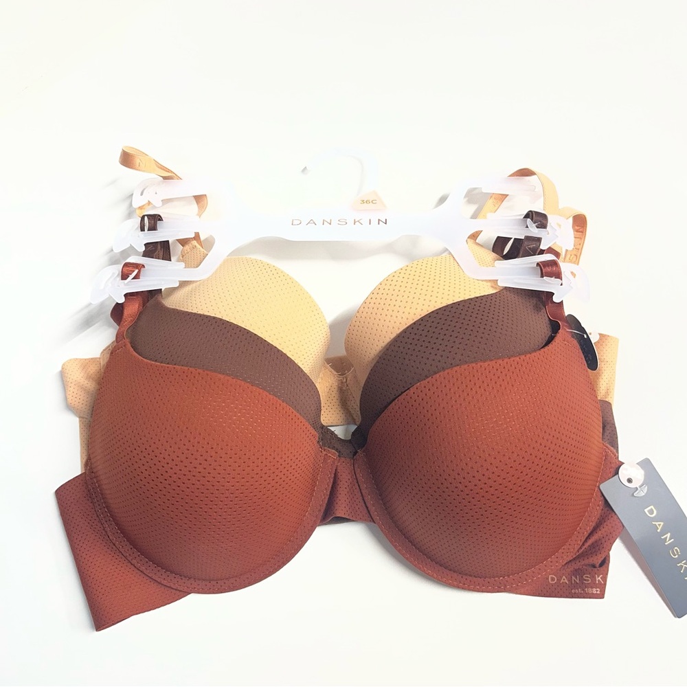 NWT‎ bras 3 piece danskin brown tan bras size 36C